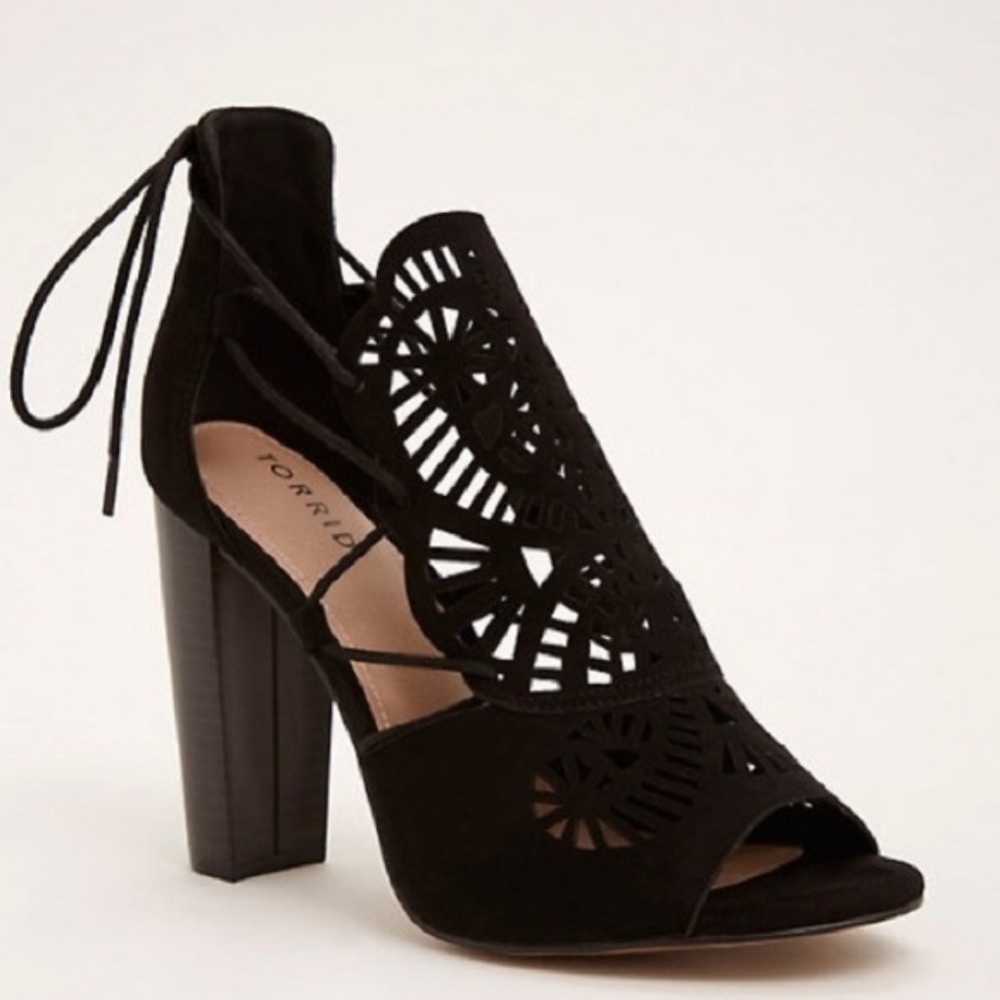 Torrid Black Laced Laser Cut Covered Heels